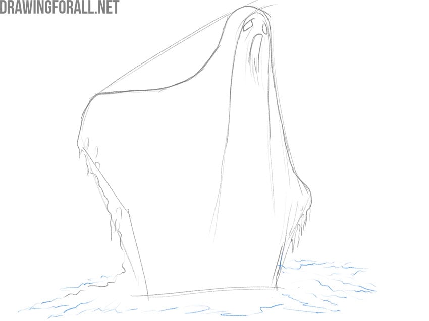 Draw the bottom of the ghost clothes