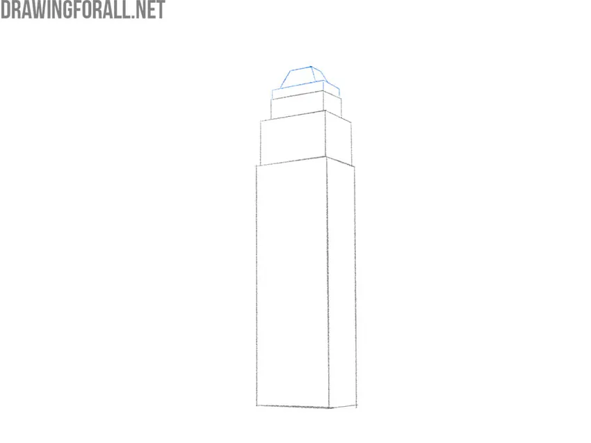Draw the roof of the building