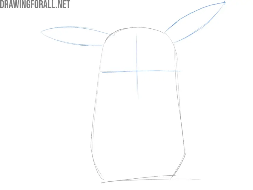 Sketch the Ears and Facial Guidelines