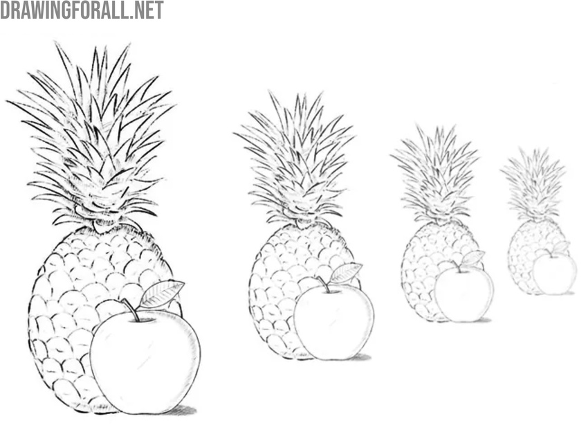 Atmospheric perspective example with fruits fading into distance