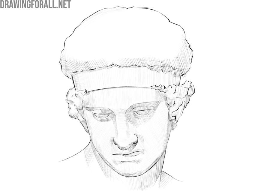 Classical head drawing showing drawing basics of form and shading