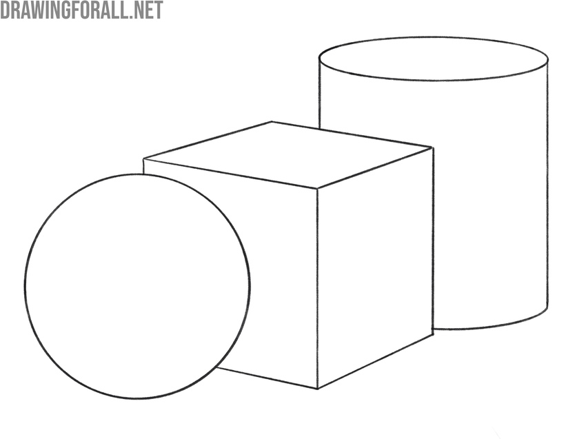 Overlap depth cue example with overlapping shapes