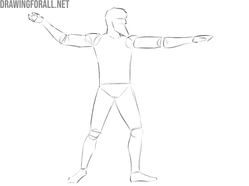 Human body sketched with circles and cylinders demonstrating the drawing basics