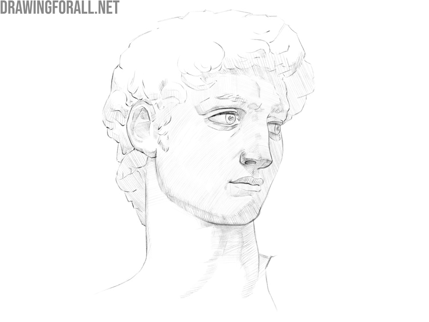 Drawing of David constructed in Classic academic style