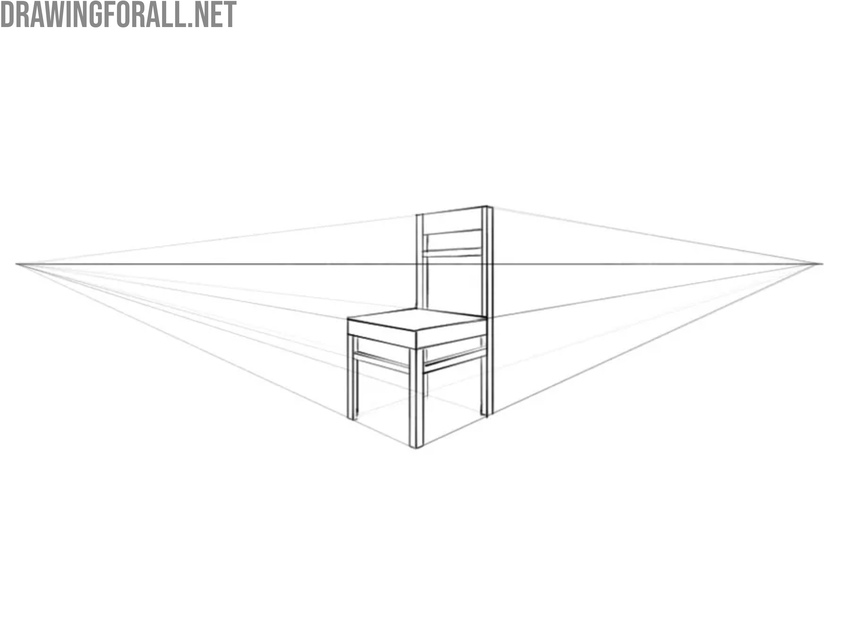 One-point perspective chair demonstrating drawing basics of perspective