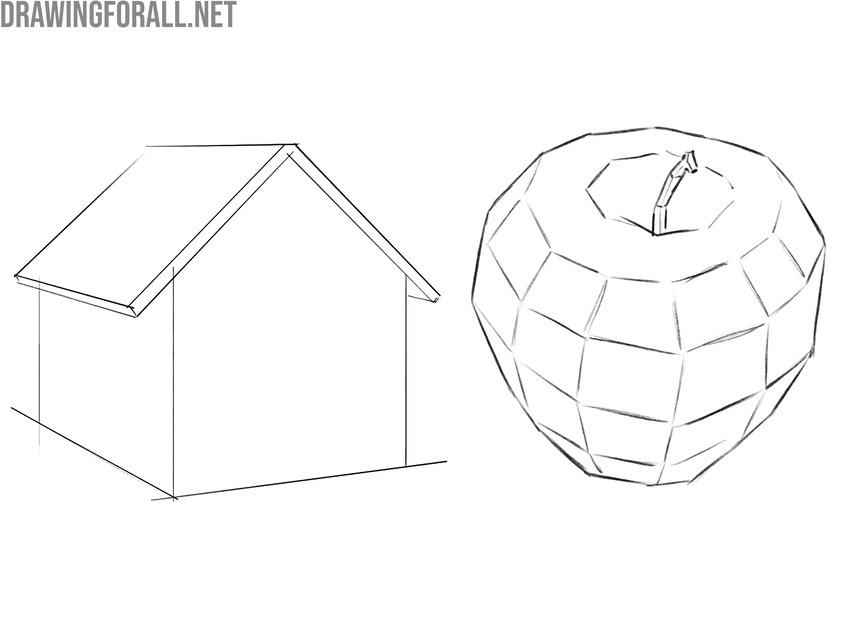 house and apple broken into planes to study form