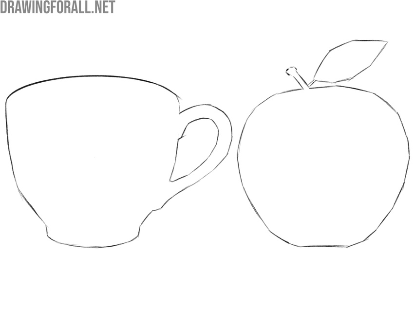 cup and apple silhouette drawing exercise for training artistic vision