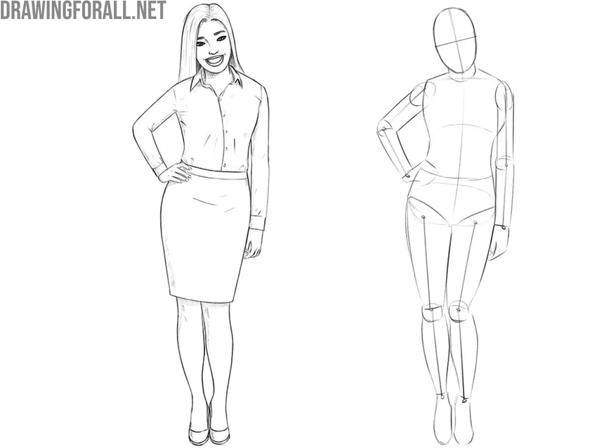 Person body broken down into simple geometric forms