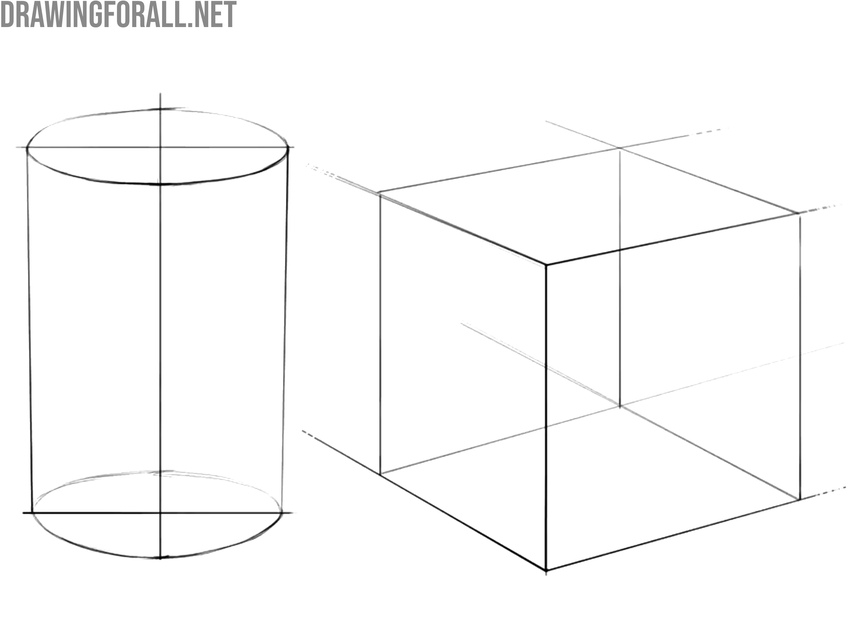 cylinder and cube showing contour and structure