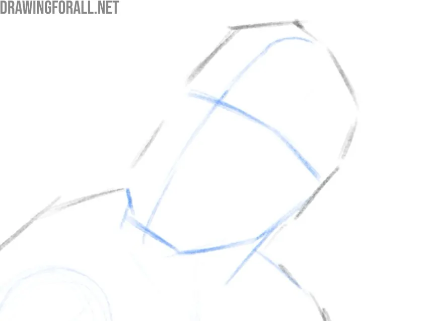 Close up of dividing the head into large forms