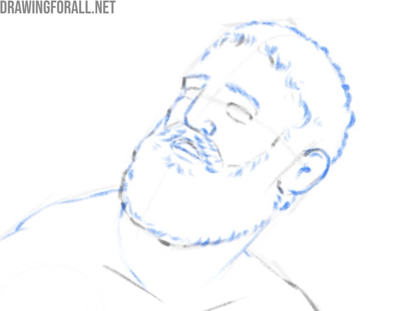 Close up of detailing the head