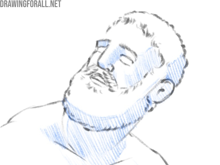 Close up drawing shadows on the head