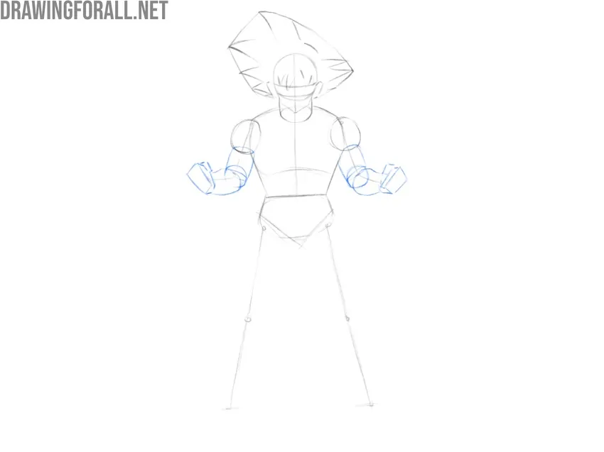 Sketch the arm and hand volumes