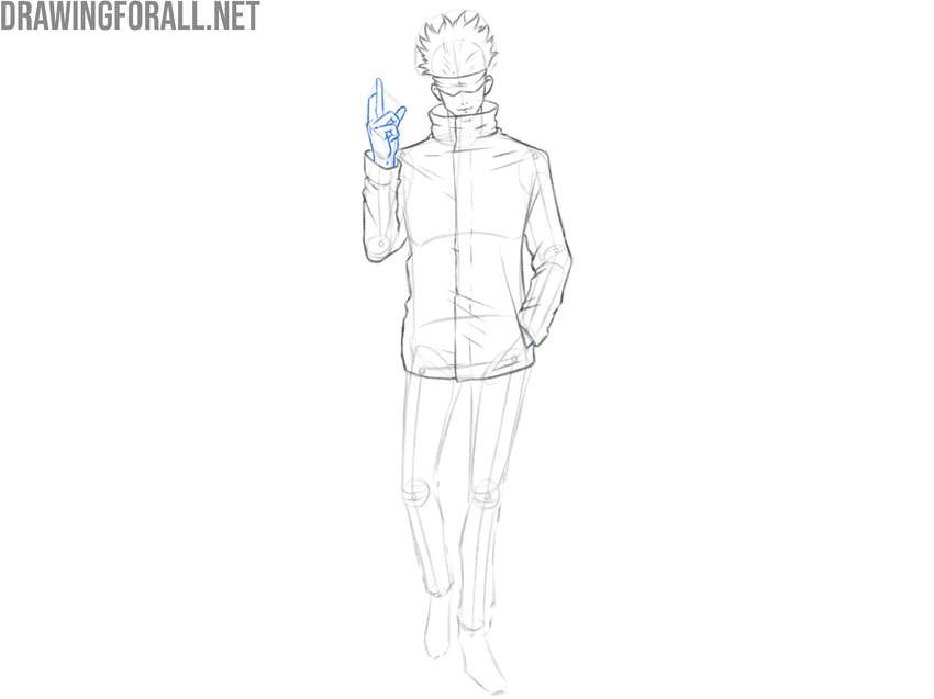 Draw the hands of Gojo in detail