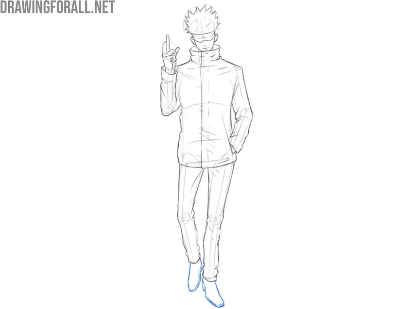 Draw the shoes of Satoru Gojo in detail