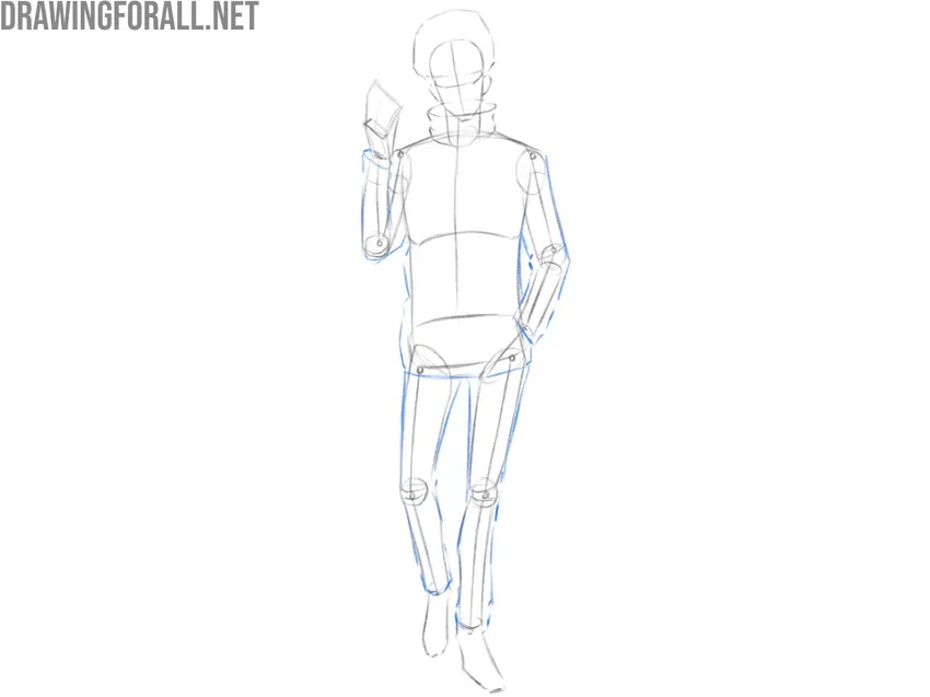 Sketch the jacket and pants
