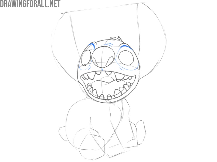 Sketch the spots around the eyes