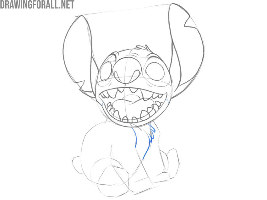 Draw fur texture to the chest of Stitch