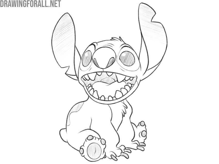 Draw shadows on the body of Stitch