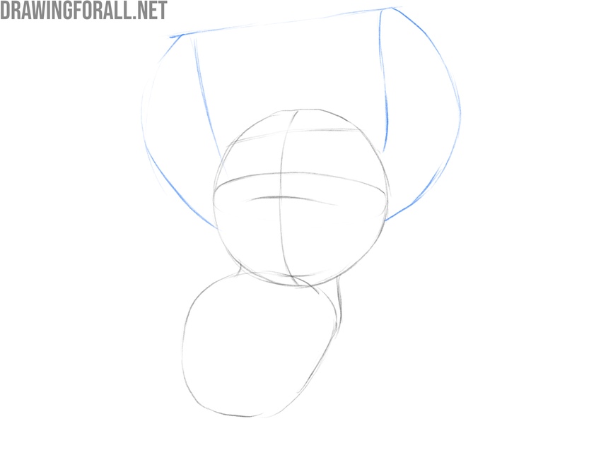 Sketch the outlines of Stitch’s ears