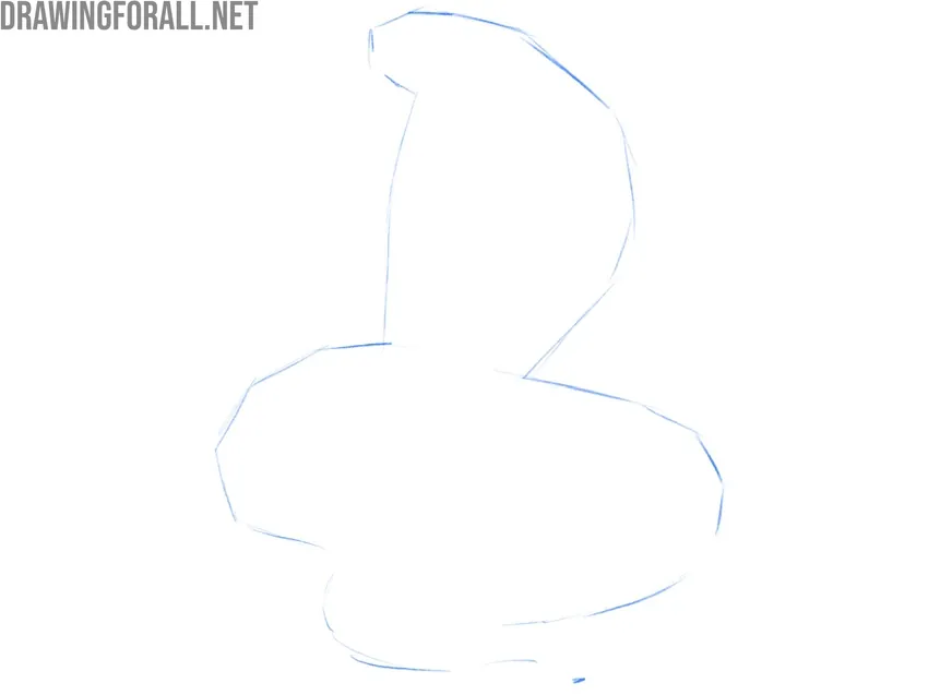 Sketch the cobra’s basic silhouette