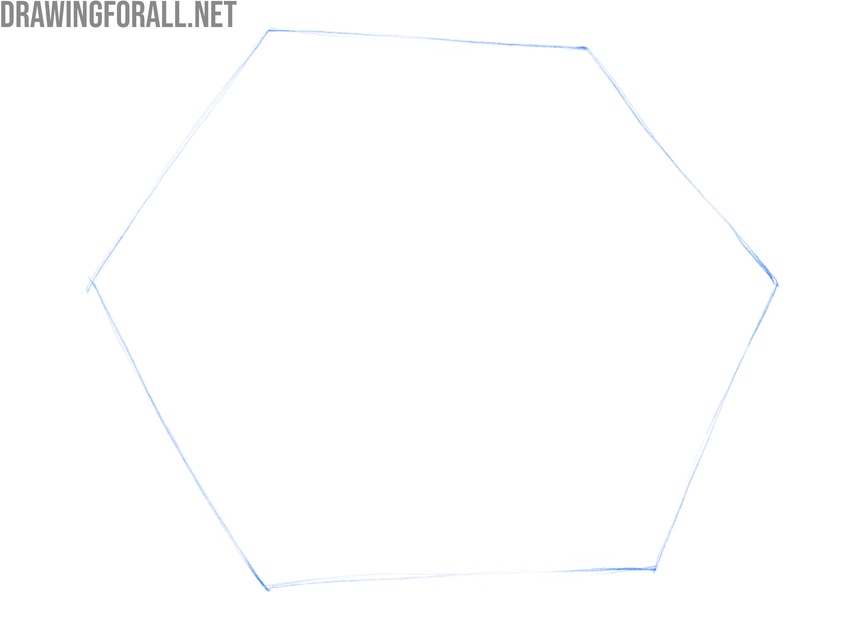 Sketching the leaf as a light polygonal outline.