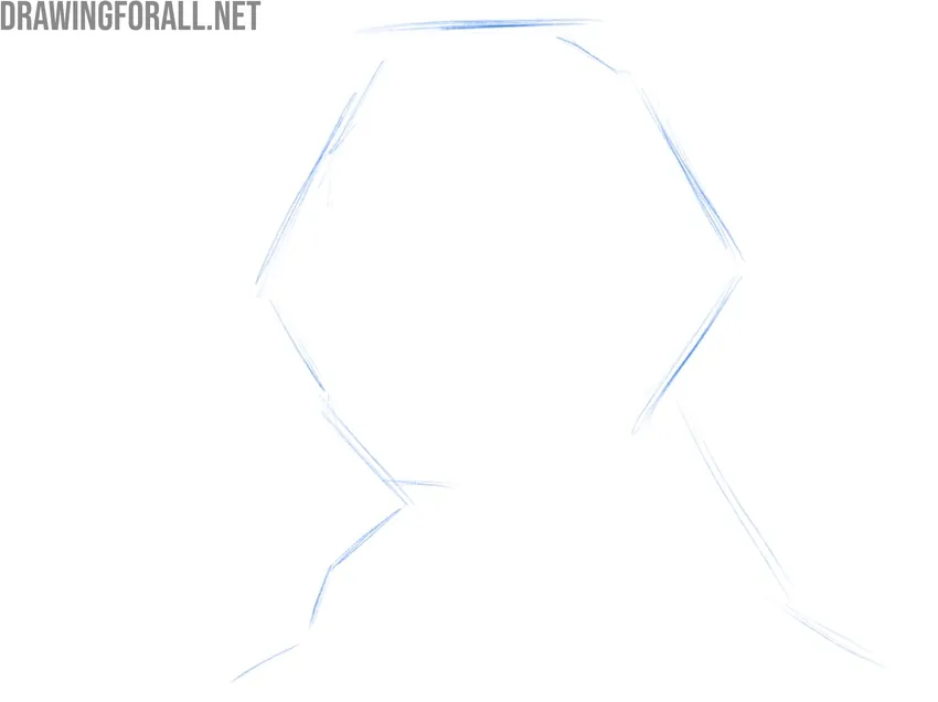 Sketching George Washington’s head and shoulders with simple construction lines.