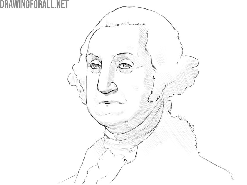 Finishing the George Washington portrait with realistic shading and details.