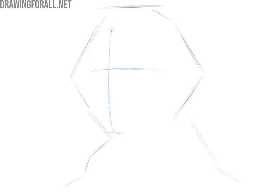Drawing the facial guidelines and hairline of George Washington.