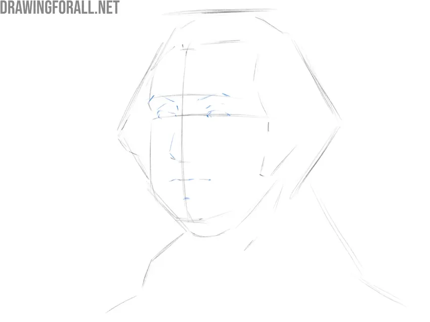 Sketching the president’s eyes, nose, mouth, and eyebrows.