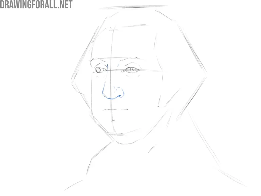 Refining the bridge, tip, and wings of the nose of the American president.