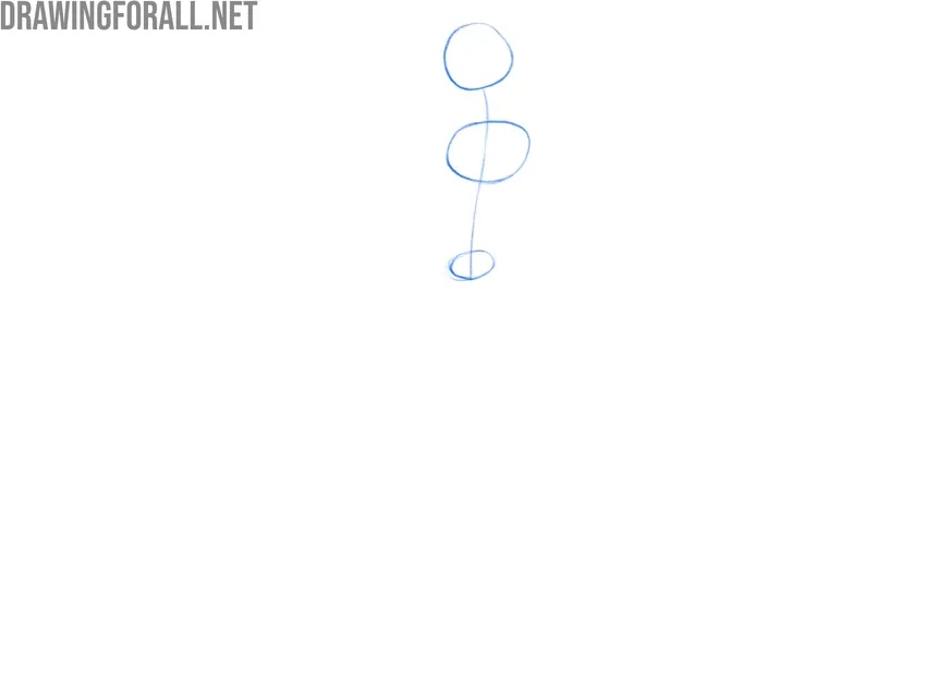 Sketching Jack Skellington’s head, spine, and torso guidelines.