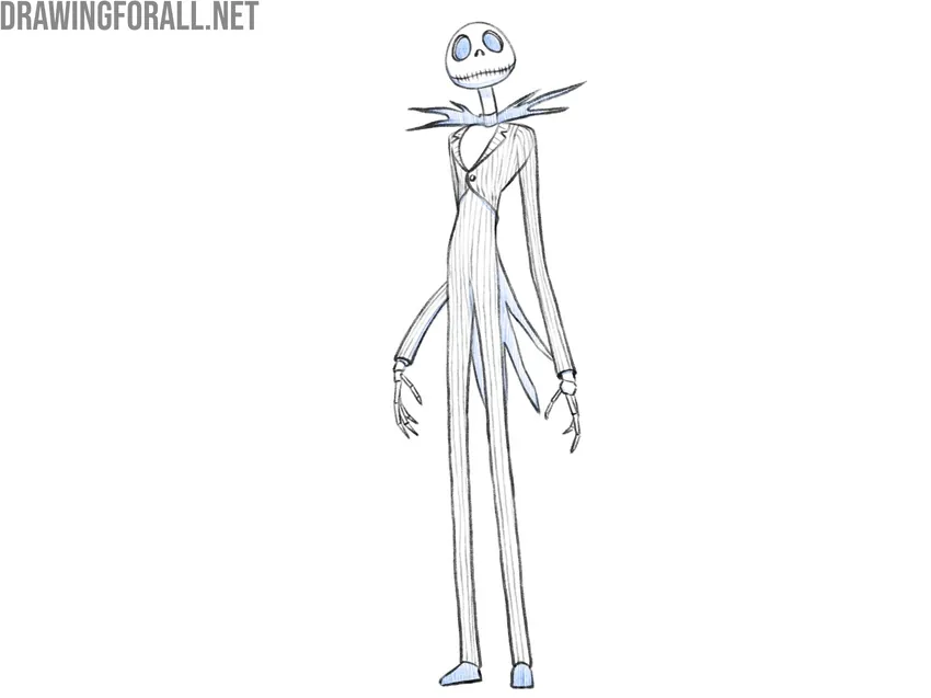 Drawing shadows on the body of Jack Skellington.