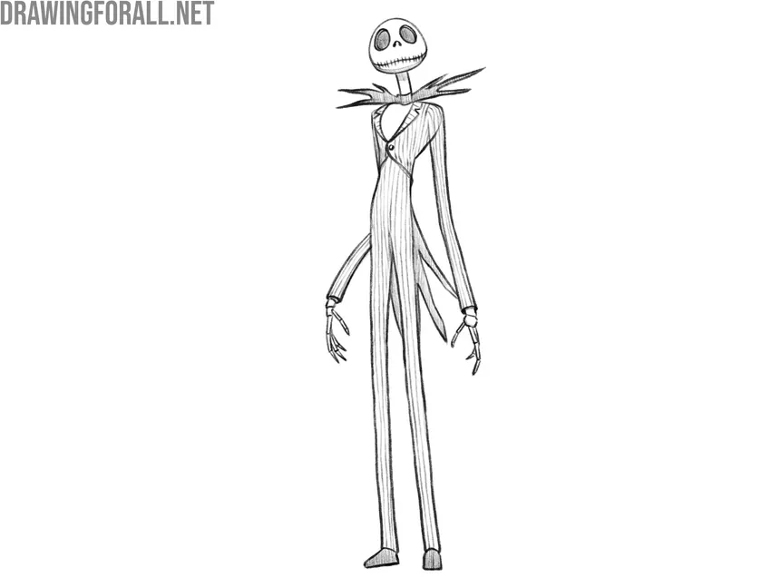Finishing and refining the Jack Skellington drawing.