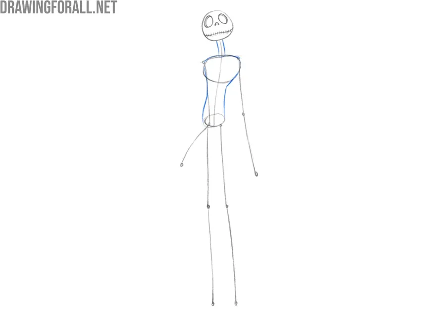 Building Jack Skellington’s neck and torso with simple forms.