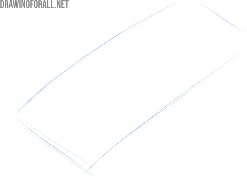 Sketching a tilted rectangular plane to establish the leaf surface in space.