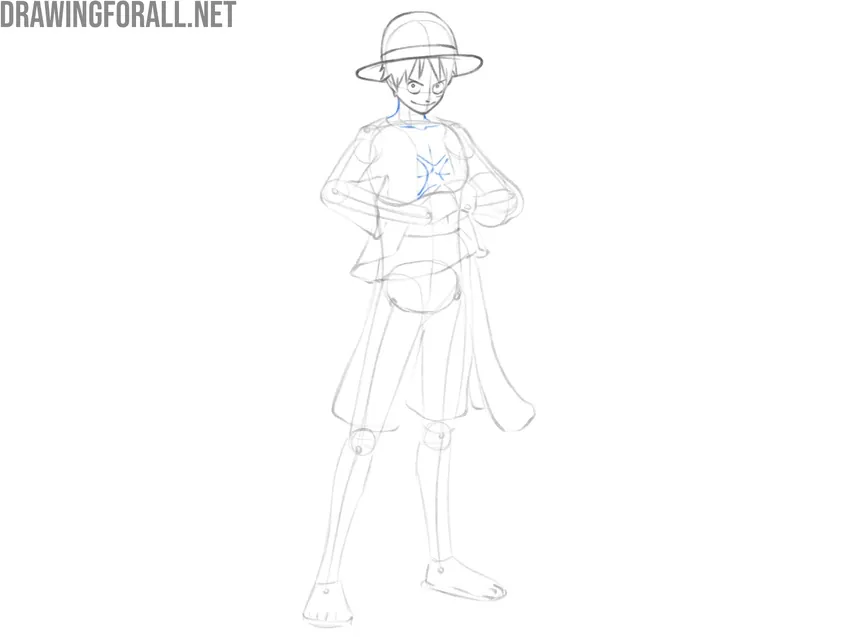 Draw the neck and scar of Luffy