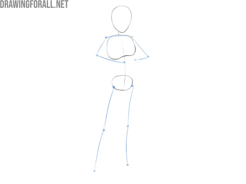 Sketch the limbs of Luffy