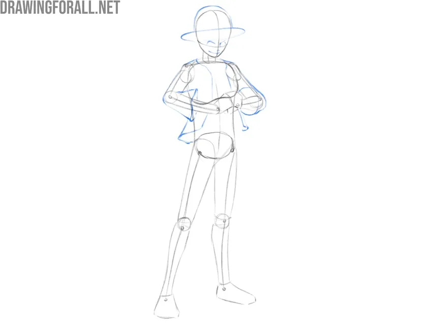 Sketch the clothes and facial features