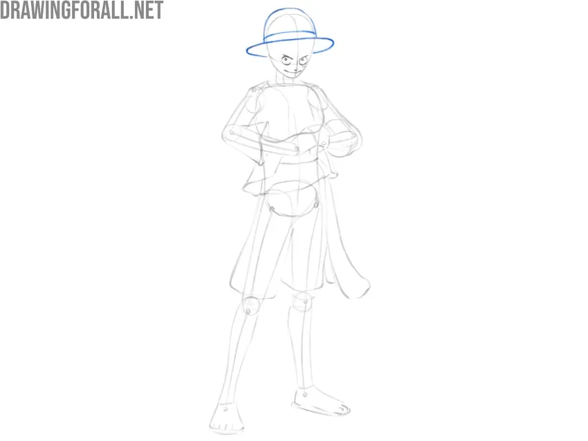 Draw the hat of Luffy in detail