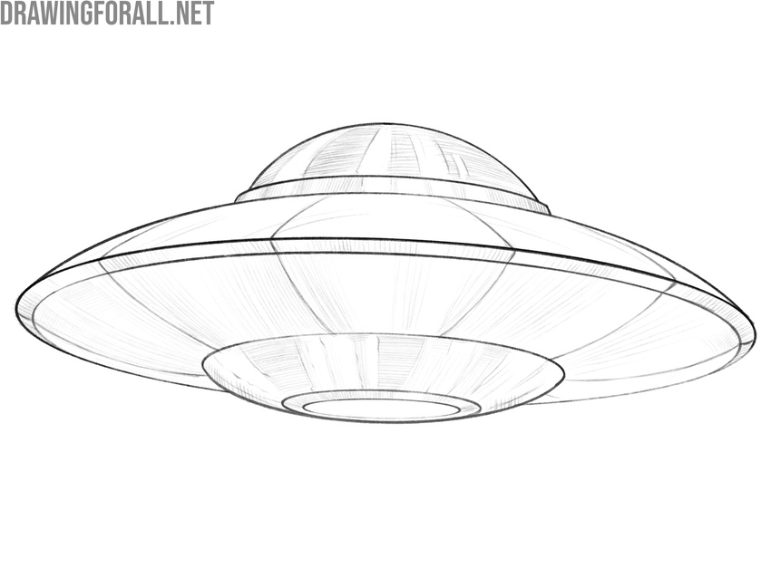 Finished UFO drawing with refined shading and highlights